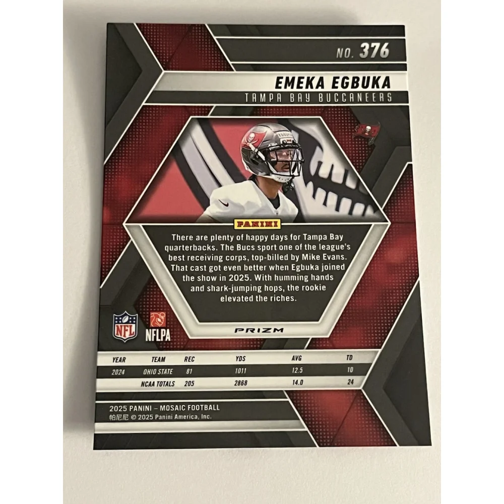 Emeka Egbuka Rookie Card Tampa Bay Buccaneers Panini Mosaic NFL